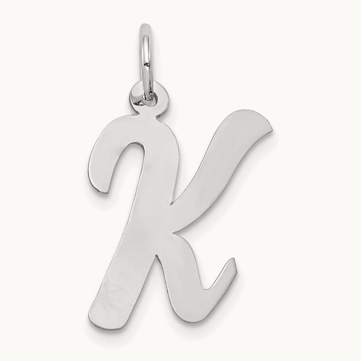 Large Script Initial Charm — 14K White Gold, K