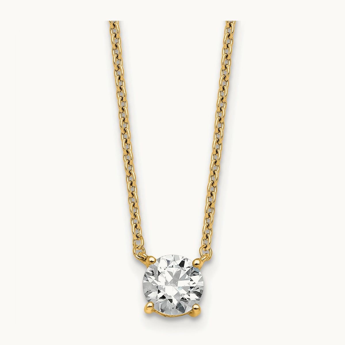 Four-Prong Solitaire Necklace, 0.50-4.00 ct tw Lab-Grown Diamond — 14K Yellow Gold