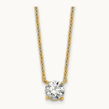 Four-Prong Solitaire Necklace, 0.50-4.00 ct tw Lab-Grown Diamond — 14K Yellow Gold