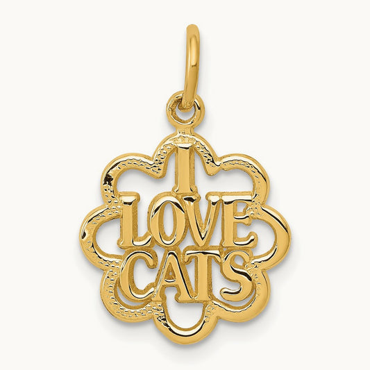 I LOVE CATS Charm, 14K