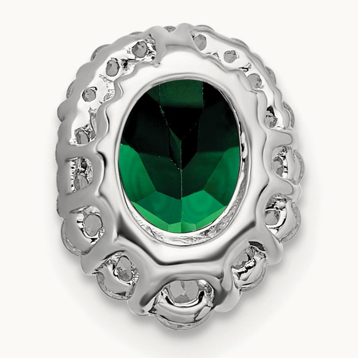 Created Emerald Chain Slide, 0.25 ct tw Lab-Grown Diamond