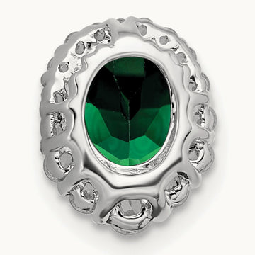 Created Emerald Chain Slide, 0.25 ct tw Lab-Grown Diamond