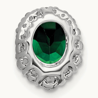 Created Emerald Chain Slide, 0.25 ct tw Lab-Grown Diamond