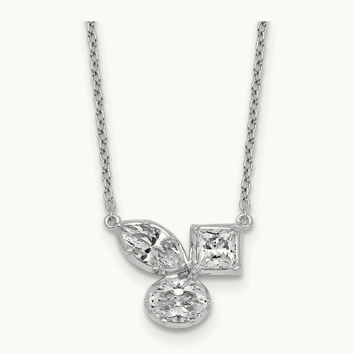3 Stone Necklace, 1.00 ct tw Lab-Grown Diamond