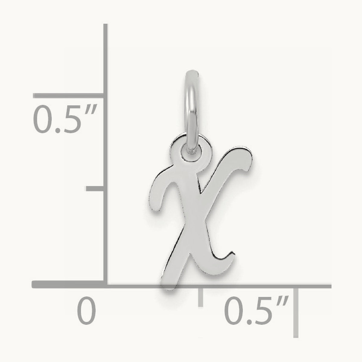 Small Script Letter X Initial Charm, 14K White Gold
