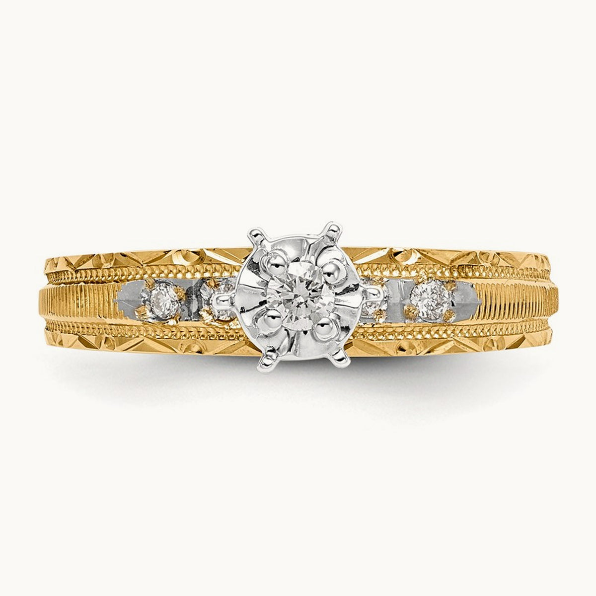 AA Quality Trio Complete Engagement Ring, 14K
