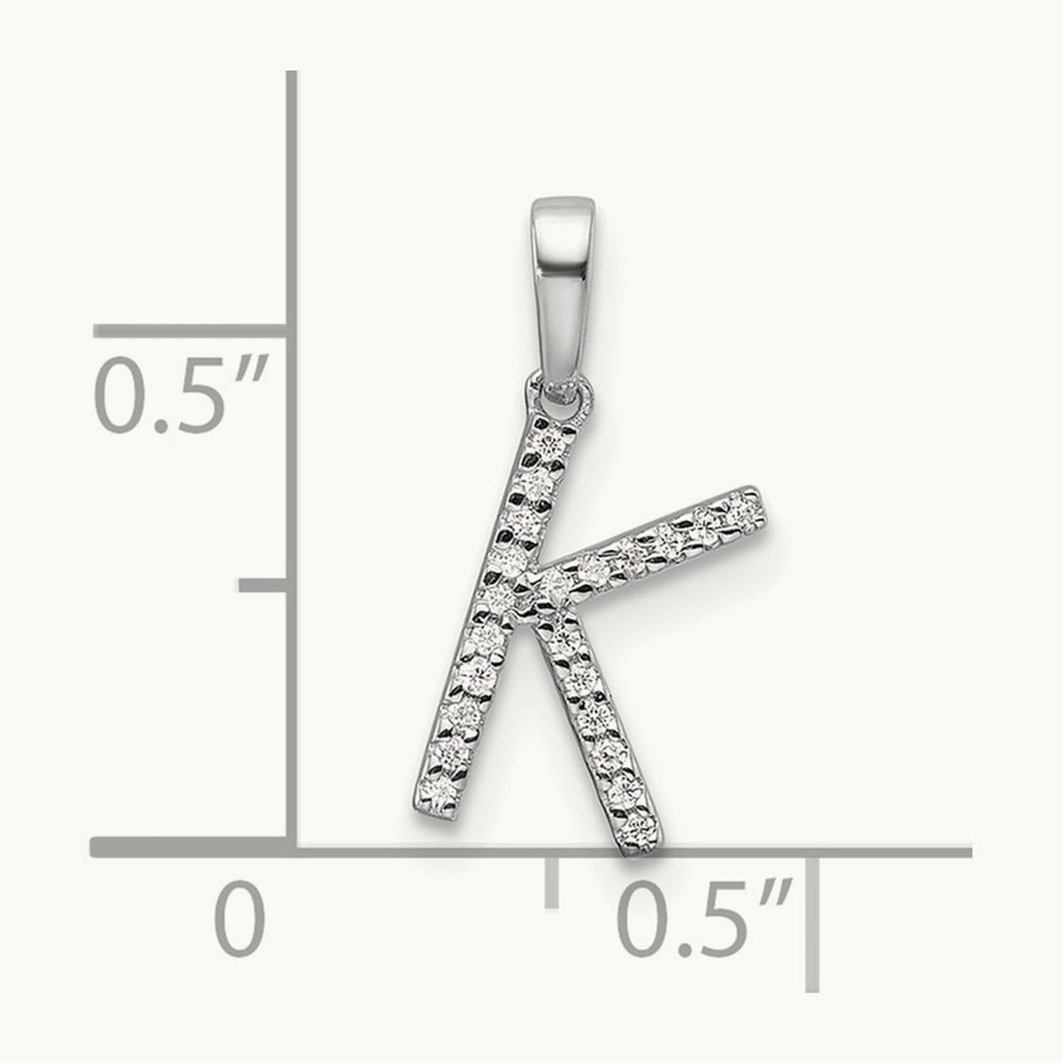 Diamond Letter K Initial Pendant, 14K White Gold