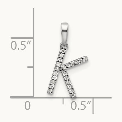 Diamond Letter K Initial Pendant, 14K White Gold