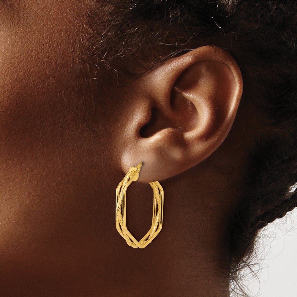 Polished and Twisted Hoop Earrings — 30mm