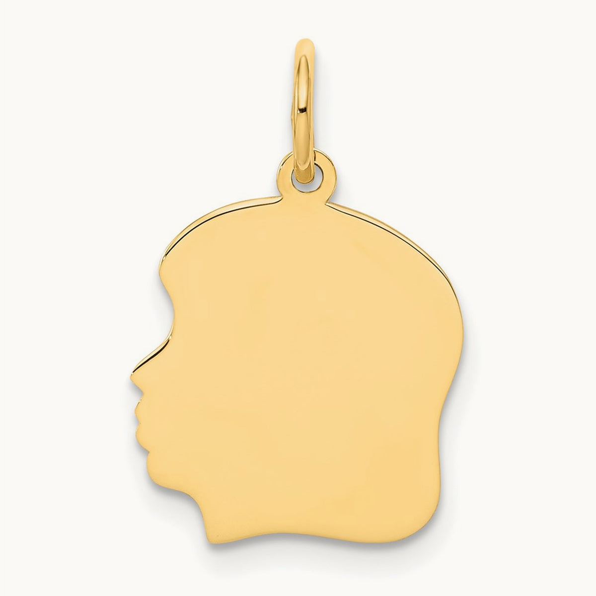 Plain Medium .035 Gauge Facing Left Engravable Girl Head Charm — 22mm