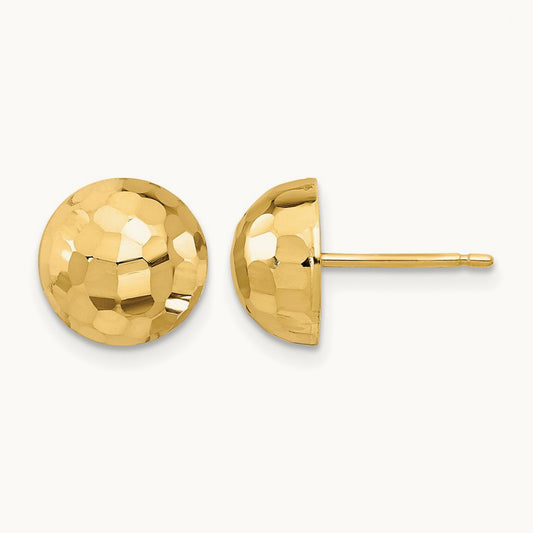 Polished Diamond-cut Button Post Earrings — 14K Yellow Gold
