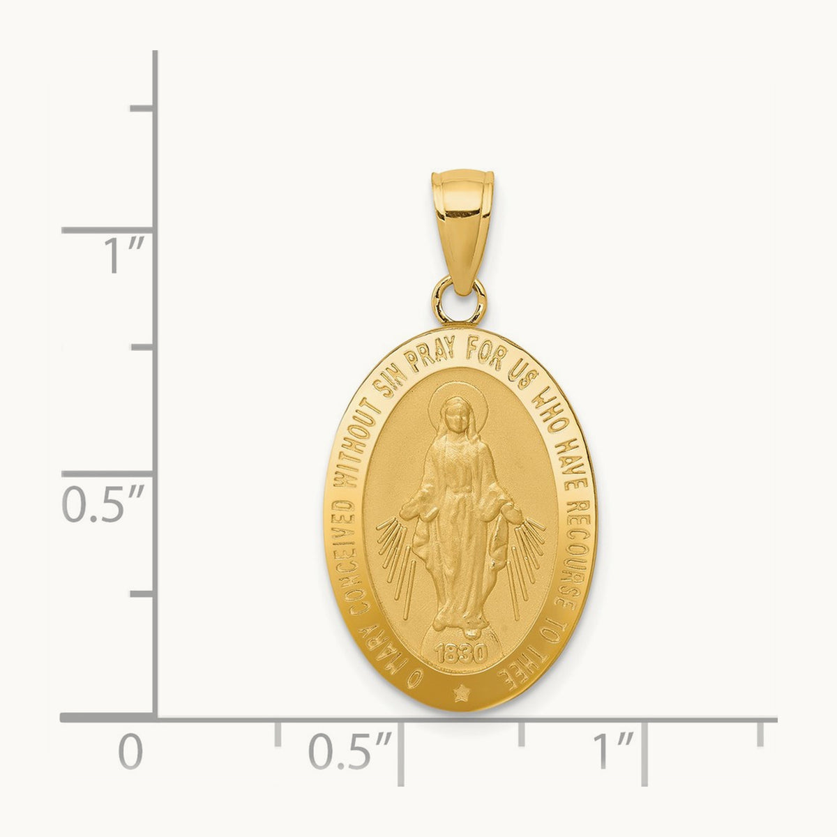 Miraculous Medal Pendant — 14K Yellow Gold, 29mm