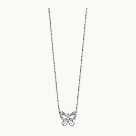 Diamond Butterfly 18 inch Necklace, 14K White Gold