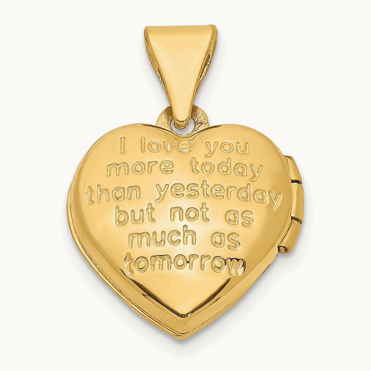 Two-toned Diamond LOVE w/Heart Charm Heart Locket, 12mm, 14K