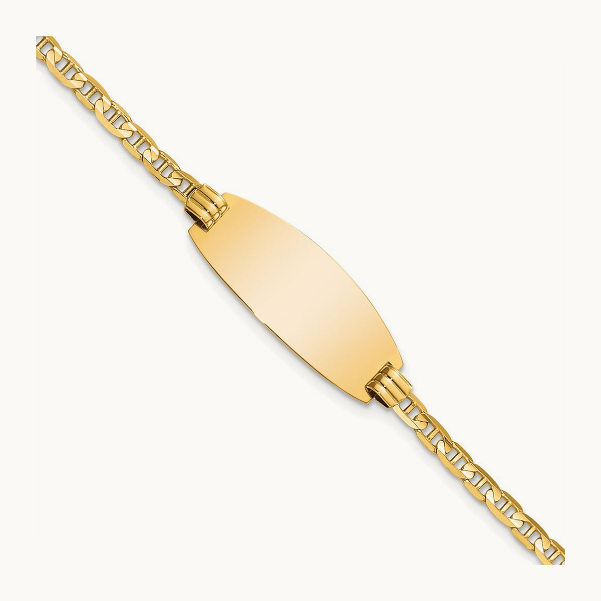Oval Anchor ID Bracelet — 14K Yellow Gold, 7mm