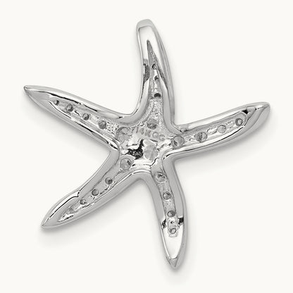 Diamond Starfish Chain Slide Pendant, 14K White Gold