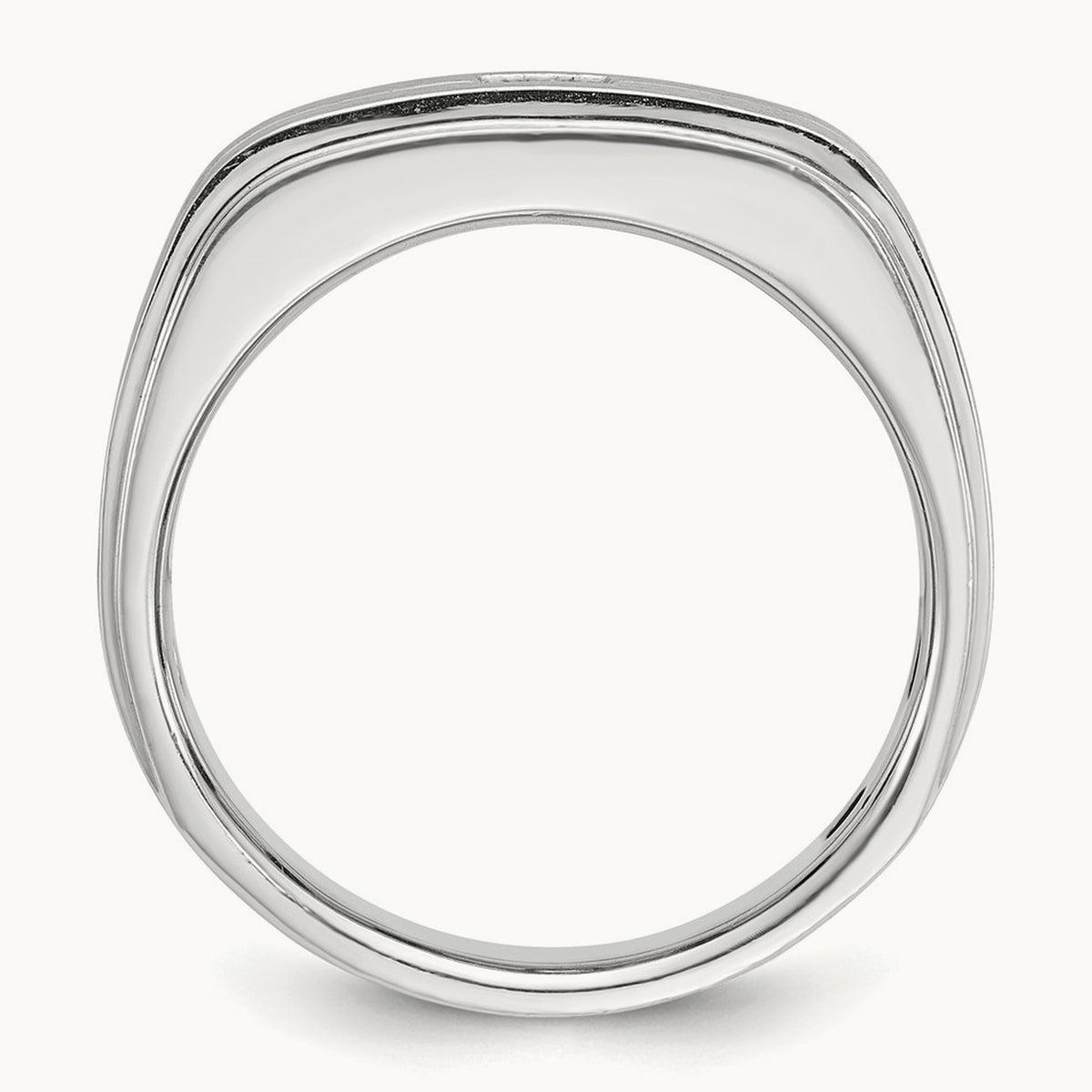 IBGoodman Men's Polished/Satin Diamond Complete Ring, 14K White Gold