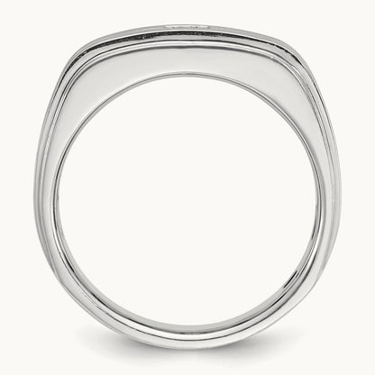 IBGoodman Men's Polished/Satin Diamond Complete Ring, 14K White Gold