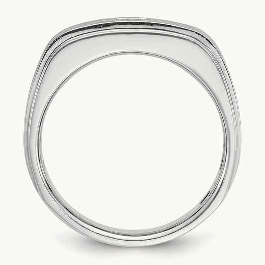 IBGoodman Men's Polished/Satin Diamond Complete Ring, 14K White Gold
