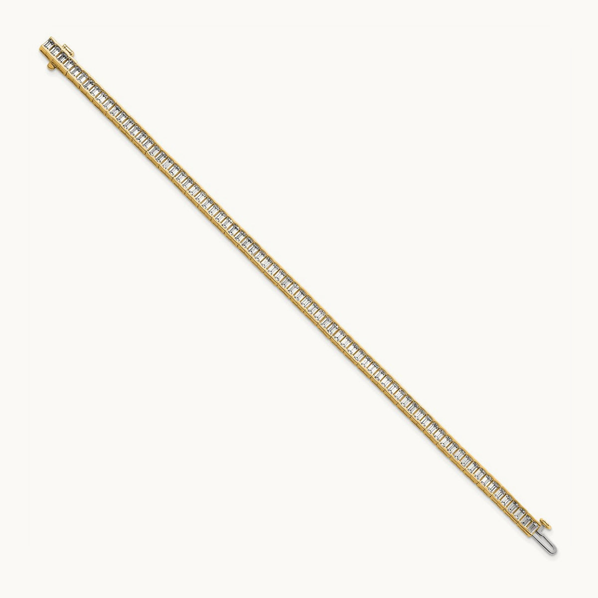 Emerald Tennis Bracelet, 7.25 ct tw Lab-Grown Diamond — 14K Yellow Gold