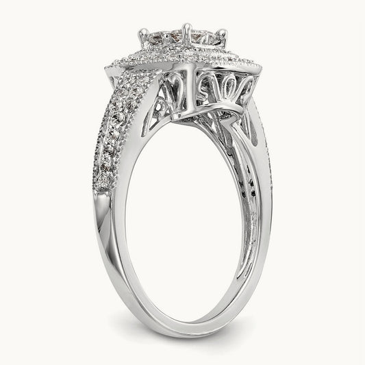 Diamond Cluster Complete Engagement Ring — photo set