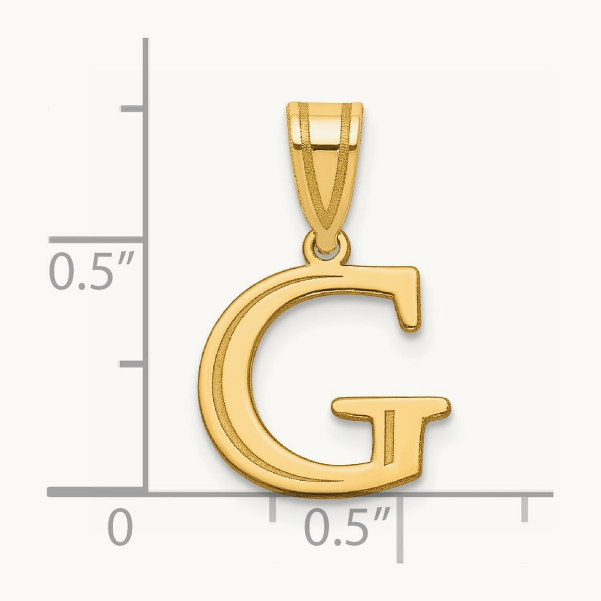 Polished Etched Letter G Initial Pendant, 14K