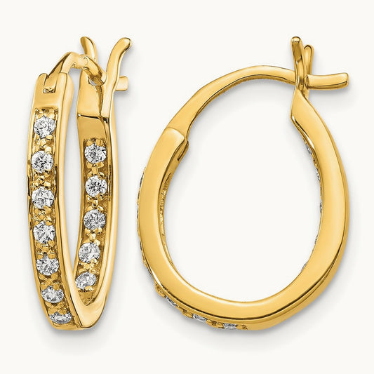 Diamond In/Out Hoop Earrings — 14K Yellow Gold, 15mm