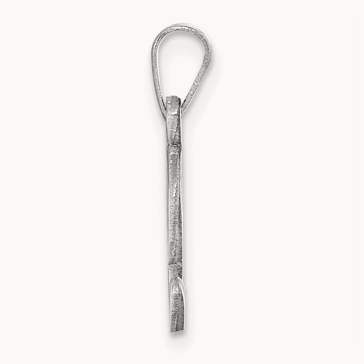 White Gold Script Letter I Initial Pendant, 14K White Gold