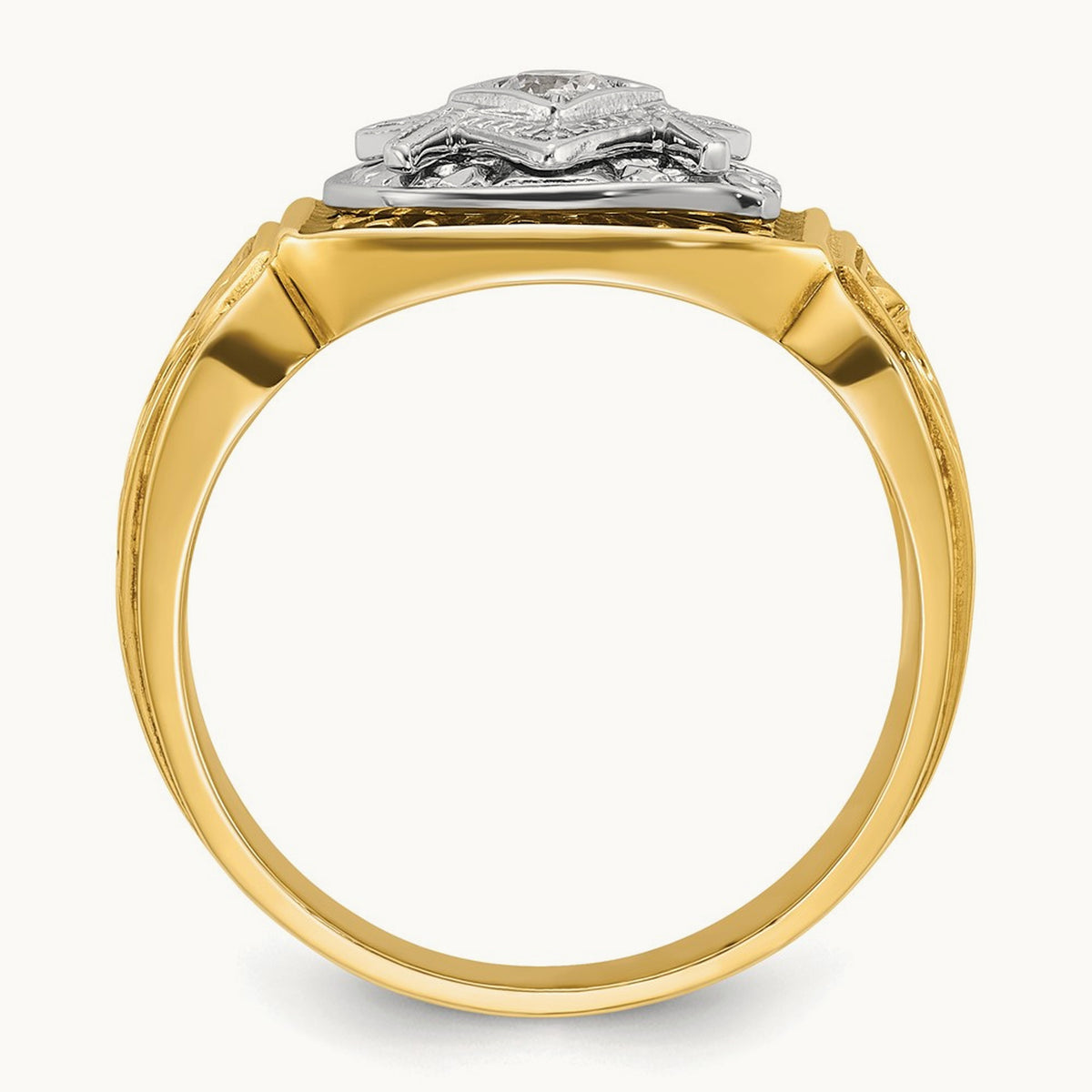 14ktt IBGoodman Men's Enameled & Diamond Blue Lodge Masonic Ring