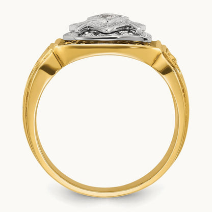14ktt IBGoodman Men's Enameled & Diamond Blue Lodge Masonic Ring