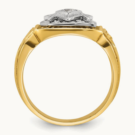 14ktt IBGoodman Men's Enameled & Diamond Blue Lodge Masonic Ring