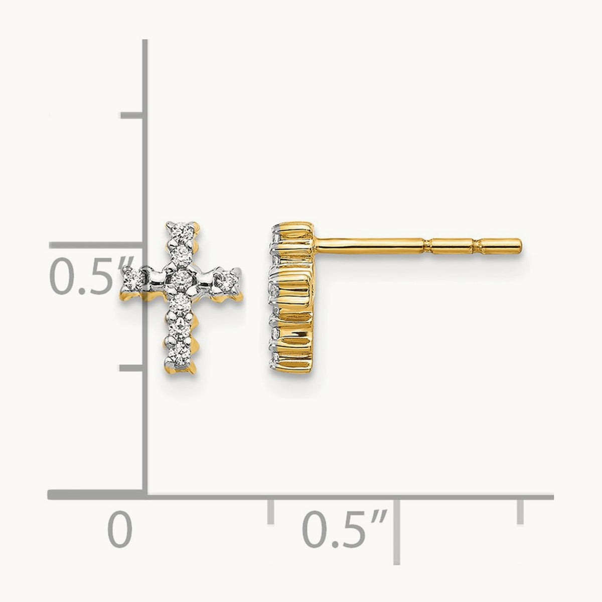 Cross Post Earrings, 0.10-0.20 ct tw Lab-Grown Diamond — 1/10 ct, 14K Yellow Gold