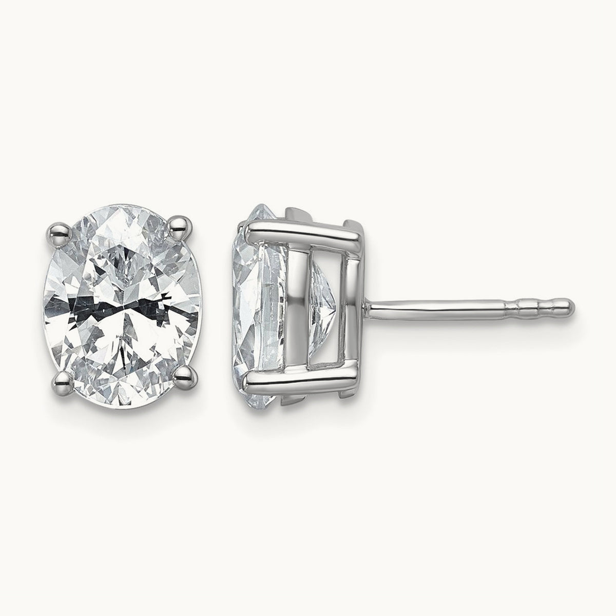 Oval Four-Prong Stud Earrings, 0.50-6.00 ct tw Lab-Grown Diamond — 3 ct, 14K White Gold