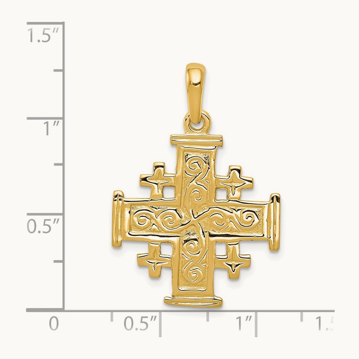 Jerusalem Cross Pendant — 14K Yellow Gold, 32mm