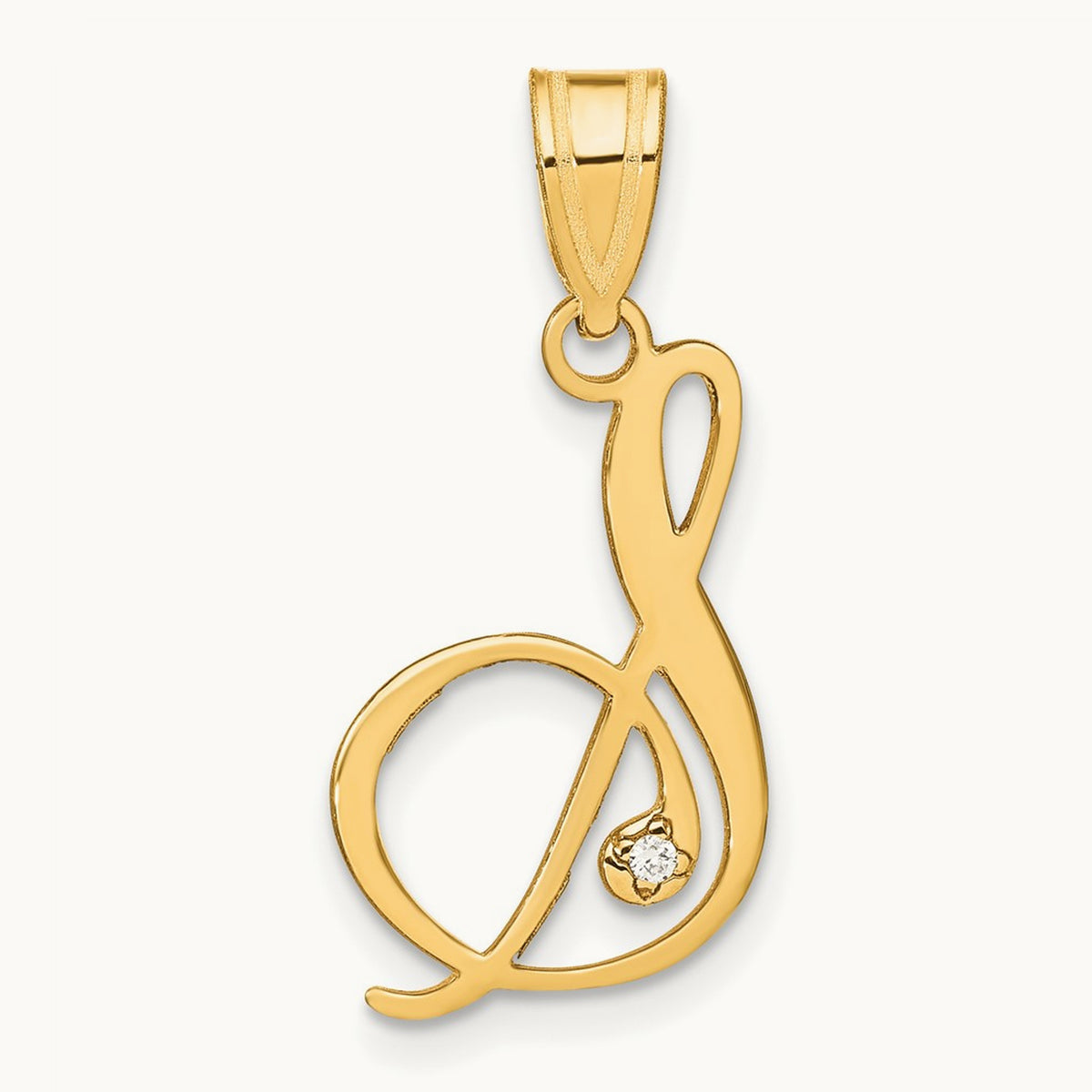 Script Initial Pendant with Diamond — S