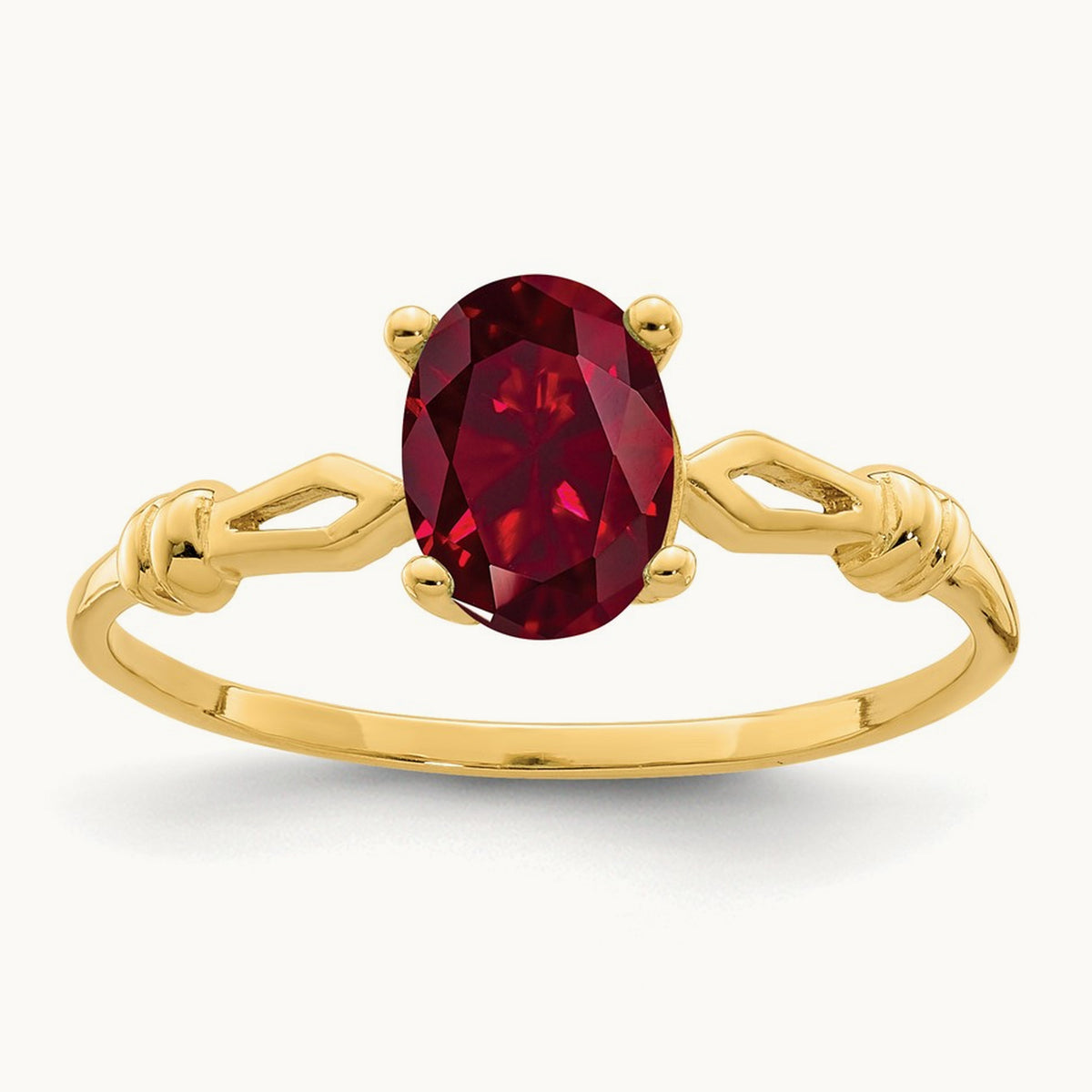 7x5mm Oval Created Ruby ring, 14K