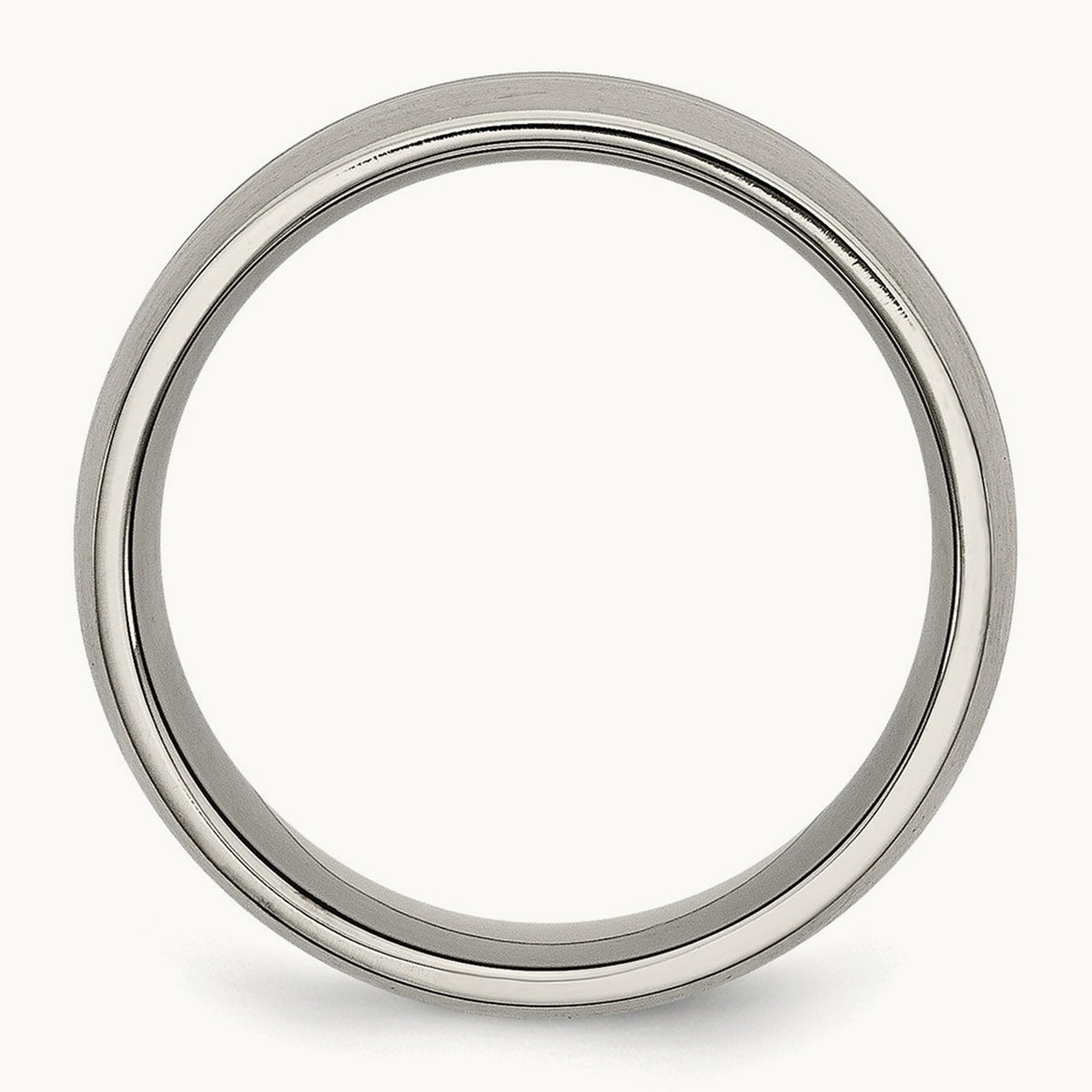 Brushed and Polished Grooved Band, 10mm, Titanium