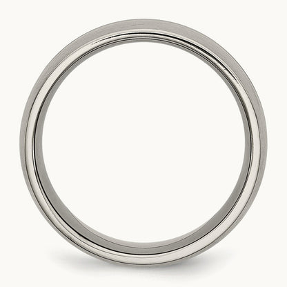 Brushed and Polished Grooved Band, 10mm, Titanium