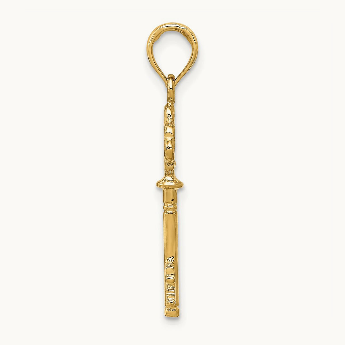 Polished 3-D Hearts Key Charm — 14K Yellow Gold