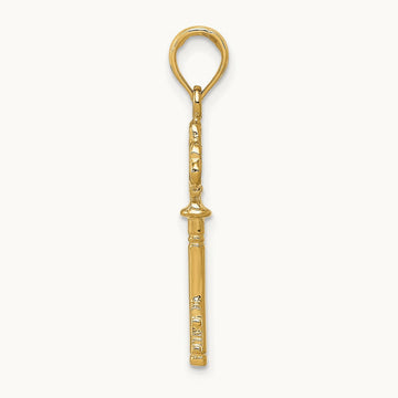 Polished 3-D Hearts Key Charm — 14K Yellow Gold