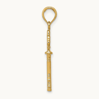 Polished 3-D Hearts Key Charm — 14K Yellow Gold