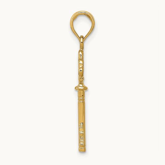 Polished 3-D Hearts Key Charm — 14K Yellow Gold