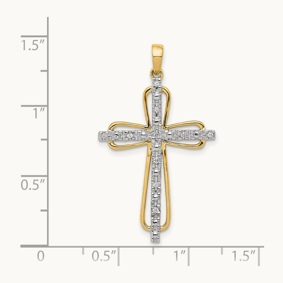 & Rhodium .06ct. Diamond Cross Pendant, 14K
