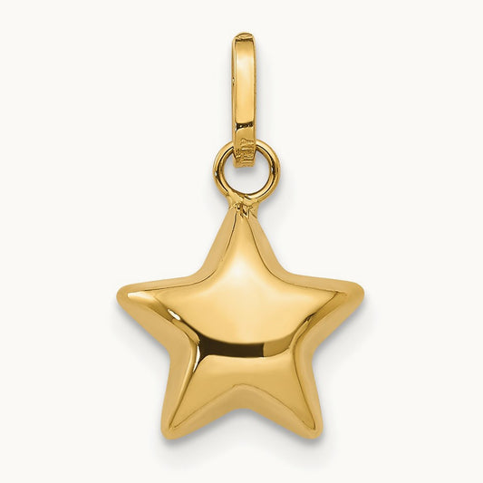 3D Puffed Star Charm, 14K