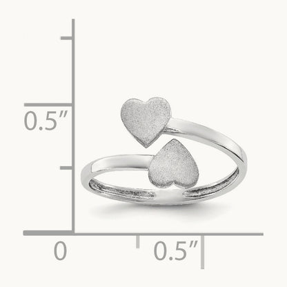 Double Heart Ring, 14K White Gold