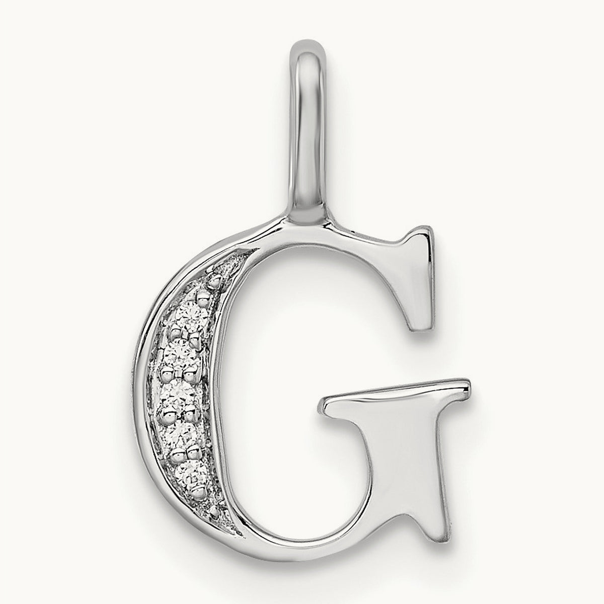 Diamond Letter G Initial Pendant, 14K White Gold