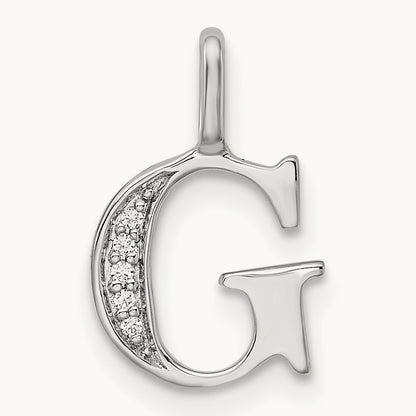 Diamond Letter G Initial Pendant, 14K White Gold