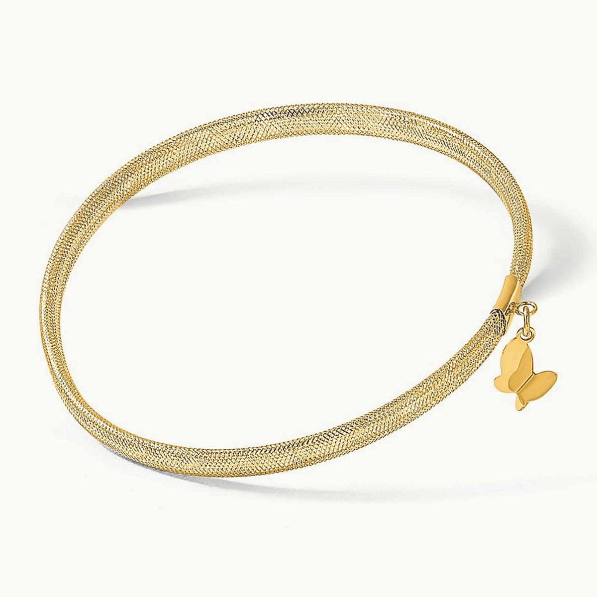 Polished Butterfly Stretch Bracelet, 14K — Leslie's
