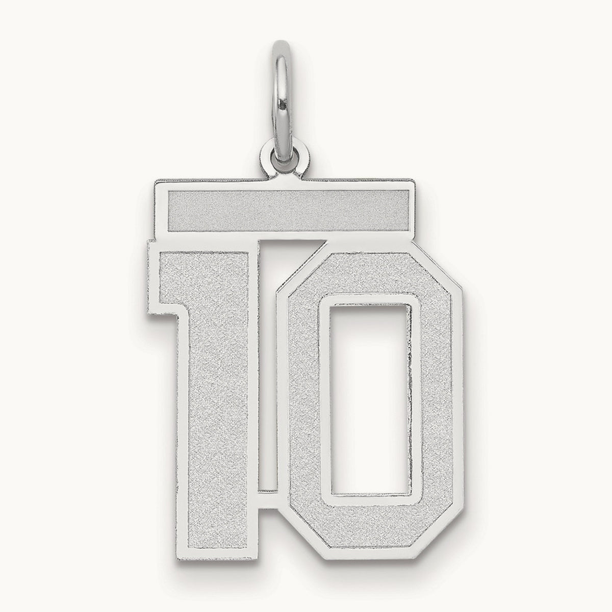 Medium Satin Number 10 Charm — 14K White Gold