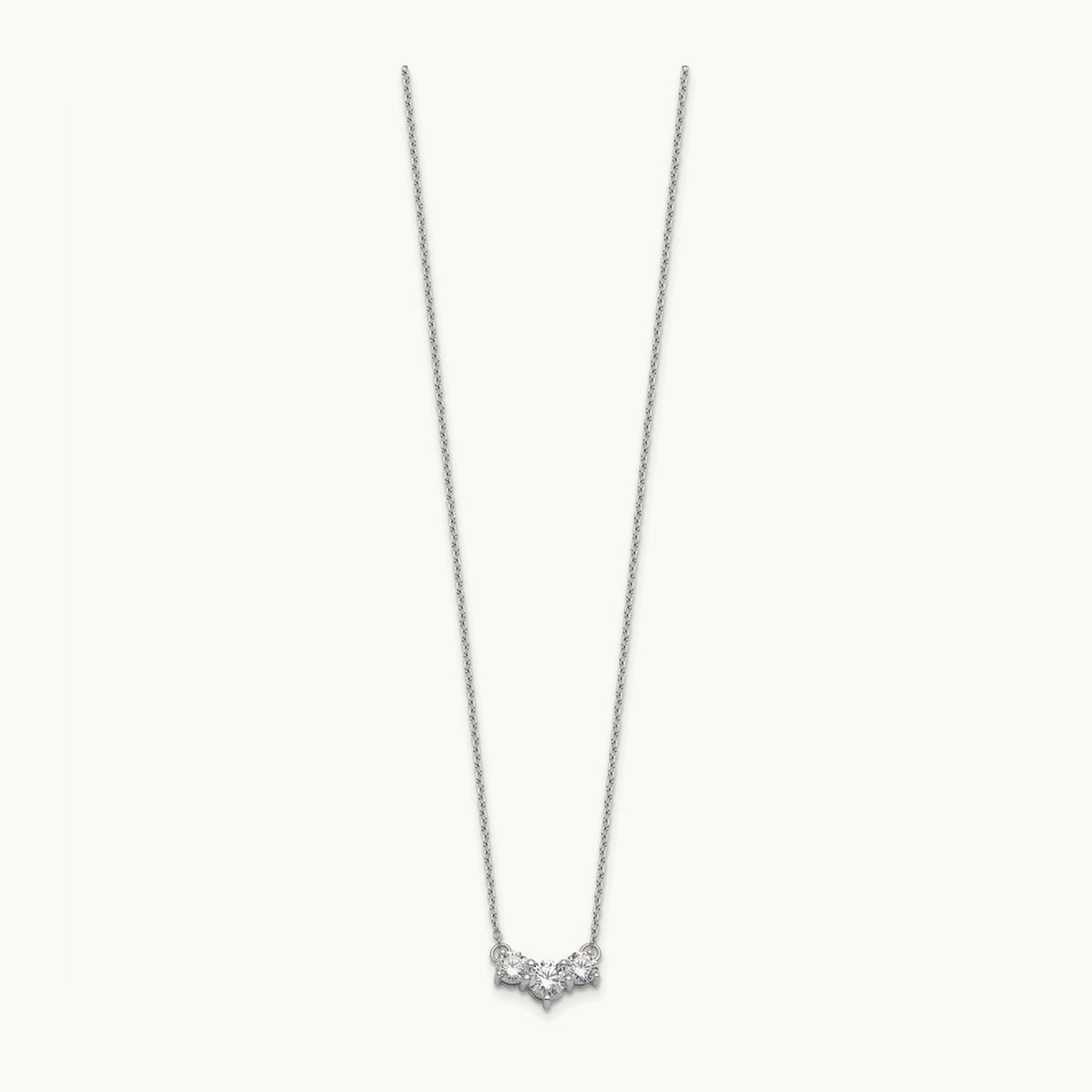 3 Stone Necklace, 0.75-1.50 ct tw Lab-Grown Diamond — 14K White Gold